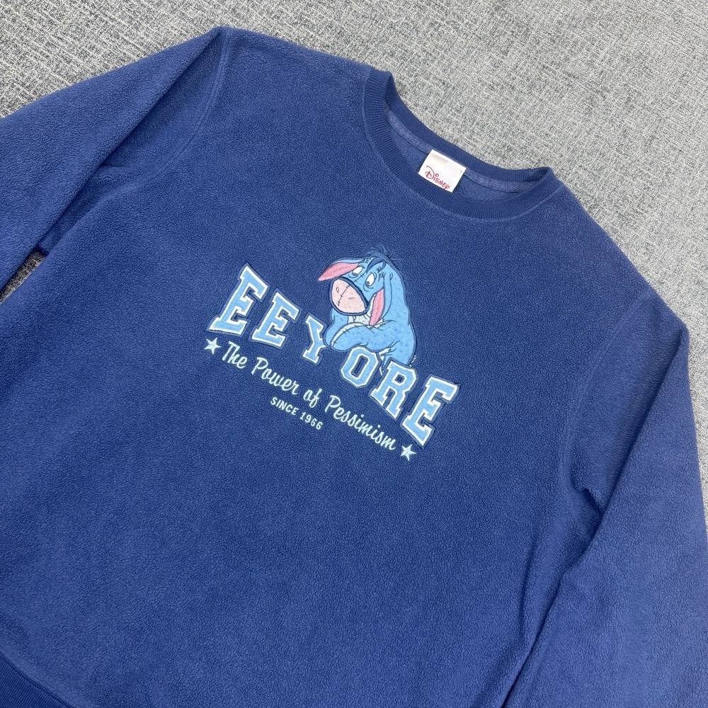 Disney Store Eeyore Sweatshirt‎ Adult Medium Blue Fleece Crewneck Pullover Pooh